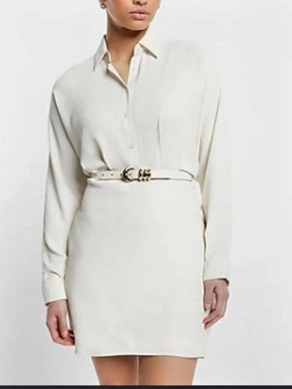 Express Portofino Dress Long Sleeve Mini White Small